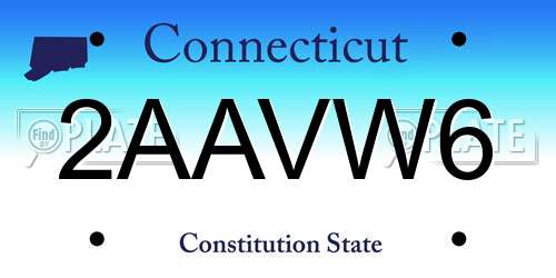 2AAVW6 Connecticut License Plate