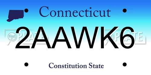 2AAWK6 Connecticut License Plate