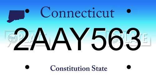 2AAY563 Connecticut License Plate