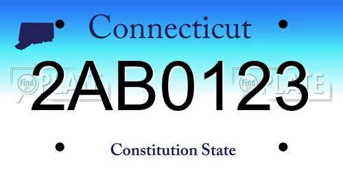 2AB0123 Connecticut License Plate