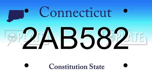 2AB582 Connecticut License Plate