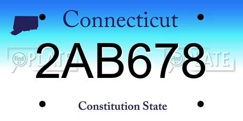 2AB678 Connecticut License Plate