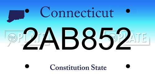 2AB852 Connecticut License Plate