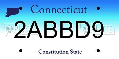 2ABBD9 Connecticut License Plate