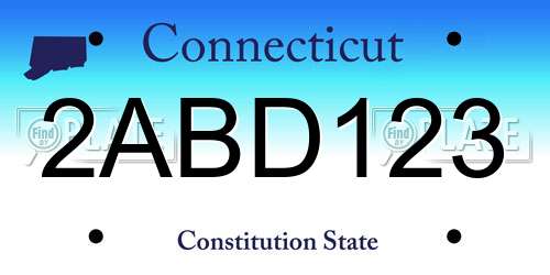 2ABD123 Connecticut License Plate