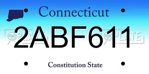 2ABF611 Connecticut License Plate