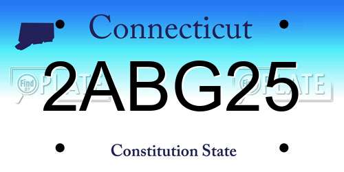 2ABG25 Connecticut License Plate