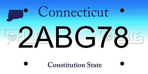 2ABG78 Connecticut License Plate