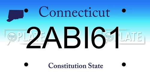 2ABI61 Connecticut License Plate