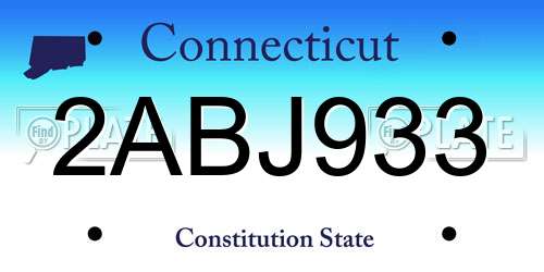 2ABJ933 Connecticut License Plate