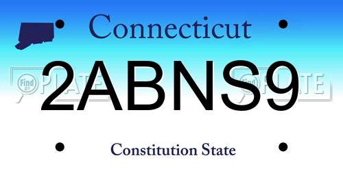 2ABNS9 Connecticut License Plate