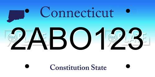 2ABO123 Connecticut License Plate