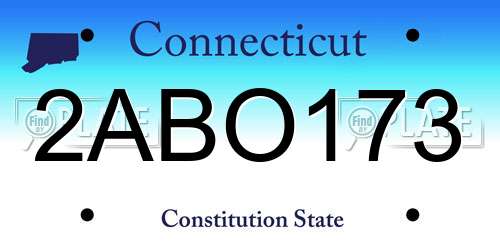 2ABO173 Connecticut License Plate