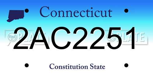 2AC2251 Connecticut License Plate
