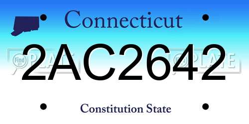 2AC2642 Connecticut License Plate