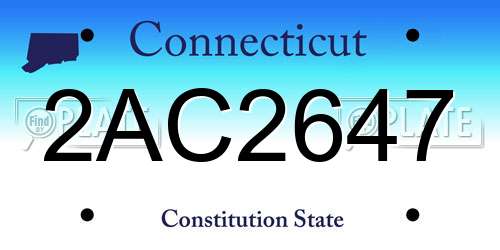 2AC2647 Connecticut License Plate