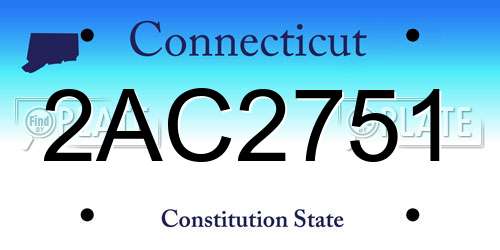 2AC2751 Connecticut License Plate