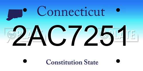 2AC7251 Connecticut License Plate