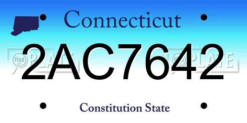 2AC7642 Connecticut License Plate