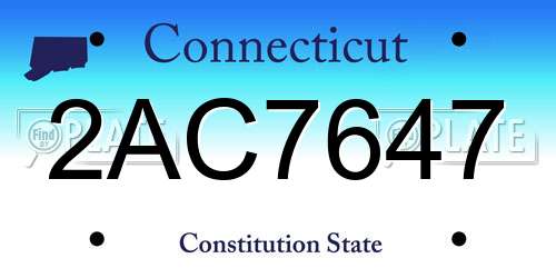 2AC7647 Connecticut License Plate