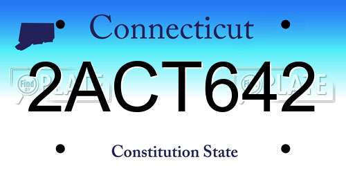 2ACT642 Connecticut License Plate