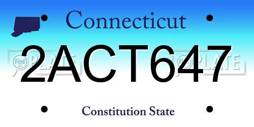 2ACT647 Connecticut License Plate