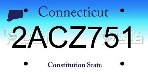 2ACZ751 Connecticut License Plate