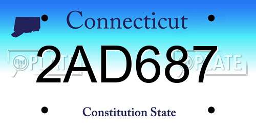 2AD687 Connecticut License Plate