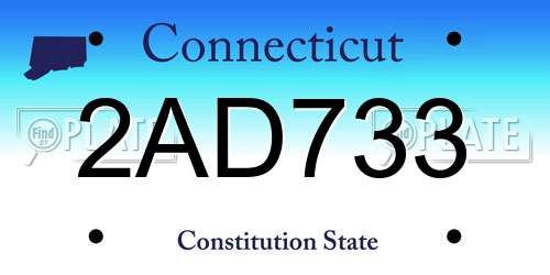 2AD733 Connecticut License Plate