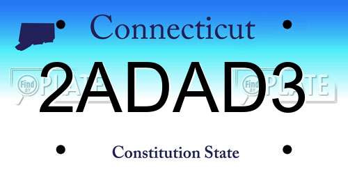 2ADAD3 Connecticut License Plate