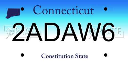 2ADAW6 Connecticut License Plate