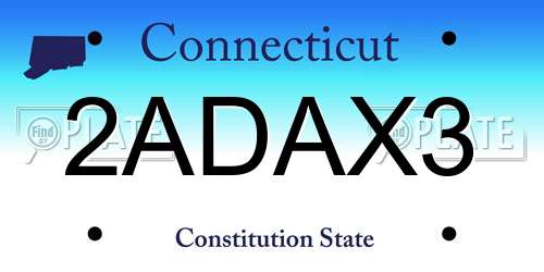2ADAX3 Connecticut License Plate