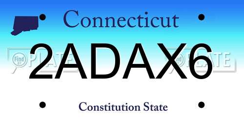 2ADAX6 Connecticut License Plate