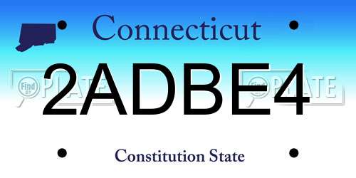 2ADBE4 Connecticut License Plate