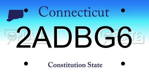 2ADBG6 Connecticut License Plate