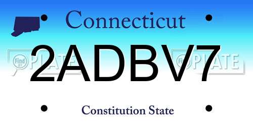 2ADBV7 Connecticut License Plate