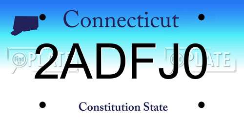 2ADFJ0 Connecticut License Plate