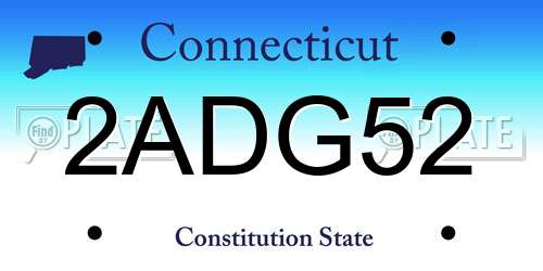 2ADG52 Connecticut License Plate