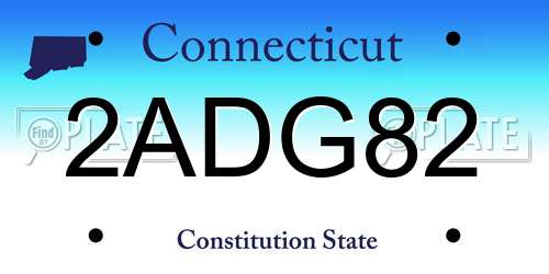 2ADG82 Connecticut License Plate