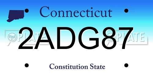 2ADG87 Connecticut License Plate
