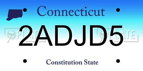 2ADJD5 Connecticut License Plate