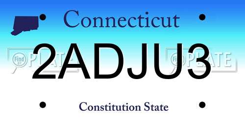 2ADJU3 Connecticut License Plate