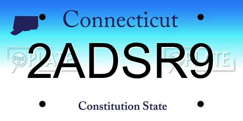 2ADSR9 Connecticut License Plate