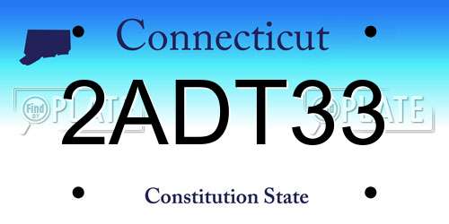 2ADT33 Connecticut License Plate