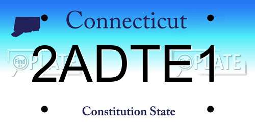 2ADTE1 Connecticut License Plate