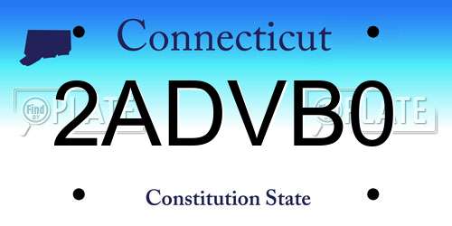 2ADVB0 Connecticut License Plate