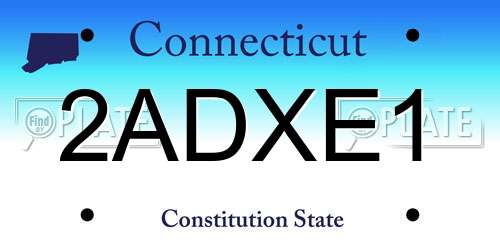 2ADXE1 Connecticut License Plate