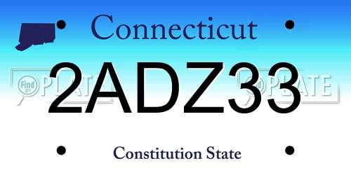 2ADZ33 Connecticut License Plate