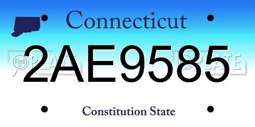 2AE9585 Connecticut License Plate