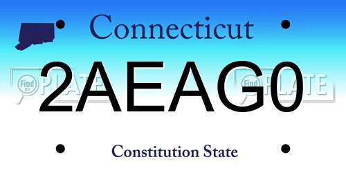 2AEAG0 Connecticut License Plate